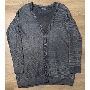 Vince Linen Blend Knit Button Cardigan Charcoal Gray Women's M Modern Minimalist